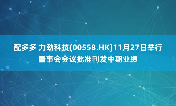 配多多 力劲科技(00558.HK)11月27日举行董事会会议批准刊发中期业绩